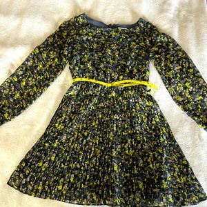 Floral Green & Yellow Chiffon Mini Dress - Small/ Petite